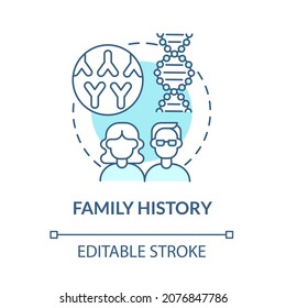 Family History Blue Concept Icon. Arthritis Risk Factor Abstract Idea Thin Line Illustration. Genetic Disease. Inherited Illness. Pain In Knee. Vector Isolated Outline Color Drawing. Editable Stroke