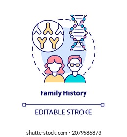 Family History Concept Icon. Arthritis Risk Factor Abstract Idea Thin Line Illustration. Genetic Joint Disease. Inherited Illness. Pain In Knee. Vector Isolated Outline Color Drawing. Editable Stroke