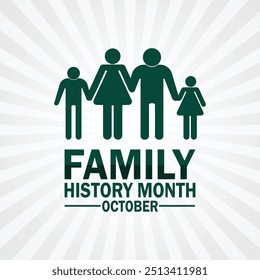 Family History Month. October. Holiday concept. Template for background, banner, card, poster with text inscription. Vector illustration