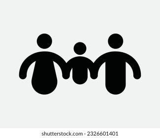 Family Hold Hand Icon. Father Mother Son Daughter Child Children Holding Arms Together. Black White Graphic Clipart Artwork Symbol Sign Vector EPS