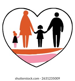 Family holding hands inside a heart shape illustrating love and togetherness for all ages