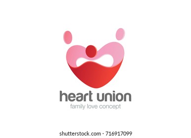 Family holding hands Love Heart Logo design vector template.
Valentines day Logotype concept icon.