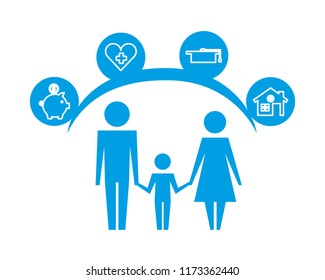 family holding hands together protection pictogram