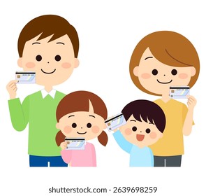 Family holding Japanese My Number cards