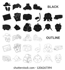 Family holiday black icons in set collection for design. Recreation and equipment. vector symbol stock web illustration.