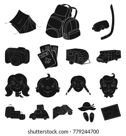 Family holiday black icons in set collection for design. Recreation and equipment. vector symbol stock web illustration.