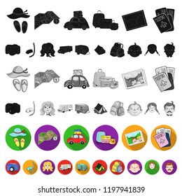 Family holiday flat icons in set collection for design. Recreation and equipment. vector symbol stock web illustration.