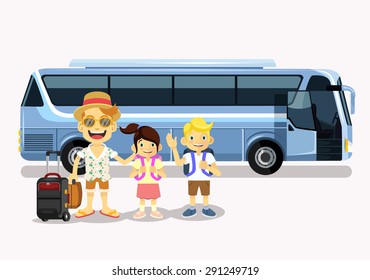 Family holiday. Vector flat cartoon illustration