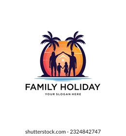 Family Holiday View Creative Logo Design Vector