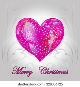 Family holiday, winter holidays, december, heart, greetings, Merry Christmas and Happy New Year, positive emotions, good humor, star, gift cards, Christmas decorations, 2016, vector, illustration