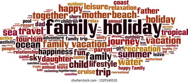 Family holiday word cloud concept. Vector illustration