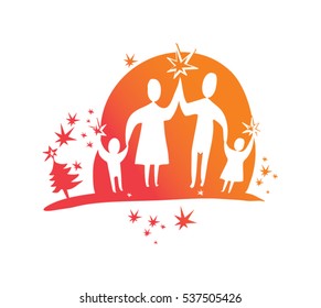 Family holidays concept vector image. Family values.