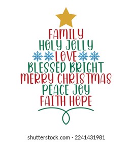 Family Holly Jolly Love Christmas Tree Winter Forest Leopard Tree Vector Holiday Card Porch Sign