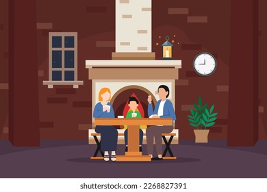 Family home activities 2d vector illustration concept for banner, website, illustration, landing page, flyer, etc.