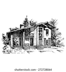 Family Home Engraving - Illustration 1