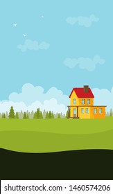 Family home in flat style. Vector illustration.