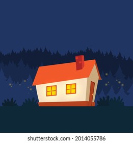 Family home in flat style. Vector illustration.