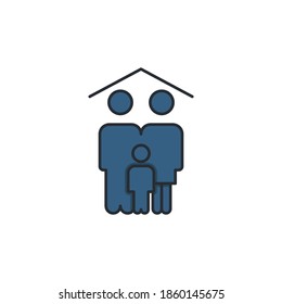 Family home icon, color, line, outline vector sign, linear style pictogram isolated on white. Symbol, logo illustration. Editable stroke. Pixel perfect