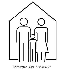 Family at home icon. Father, mother and son at home line isolated vector illustration