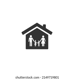 Family Home Icon flat style. Vector illustration sign