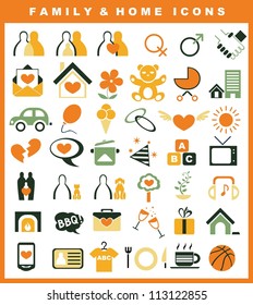 family and home icons set