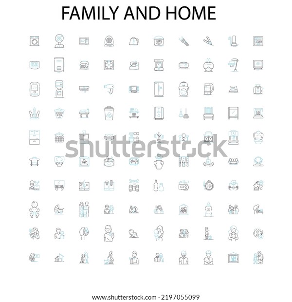 family and home icons, signs, outline\
symbols, concept linear illustration line\
collection