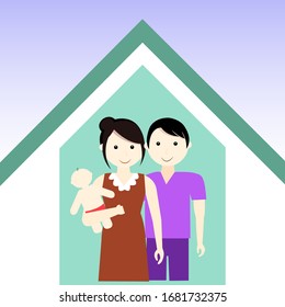 Family at Home illustration, vector of family in home isolated.