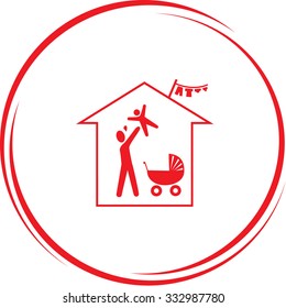 family home. Internet button. Vector icon.