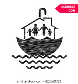 Family home security icon. Scribble icon for you design.