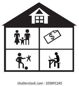 family and home silhouettes icons(vectors)