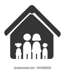 Family and home simbolizing in a pictogram icon with black and white colors, vector illustration.