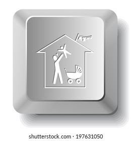 Family home. Vector computer key.