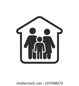Family in the home, vector icon. Father, mother and child.