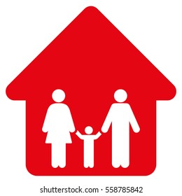Family Home vector icon. Flat red symbol. Pictogram is isolated on a white background. Designed for web and software interfaces.