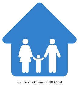 Family Home vector icon. Flat cobalt symbol. Pictogram is isolated on a white background. Designed for web and software interfaces.