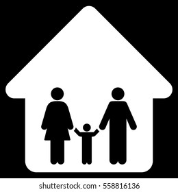 Family Home vector icon. Flat white symbol. Pictogram is isolated on a black background. Designed for web and software interfaces.