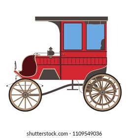 Family horse carriage infantile city antique icons. Vector royal vintage wheel wagon isolated. 