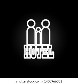 family in the hotel neon icon. Elements of hotel set. Simple icon for websites, web design, mobile app, info graphics