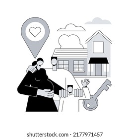 Family house abstract concept vector illustration. Single-family detached home, family house, single dwelling unit, townhouse, private residence, mortgage loan, down payment abstract metaphor.