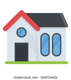 A family house building, flat icon design of a residential building