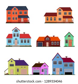 Family house flat  vector illustration set