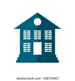 Family House. Home icon with door and windows, isolated graphic 