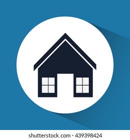 Family House. Home icon with door and windows, graphic design