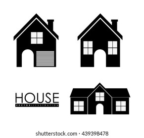 Family House. Home icon with door and windows, graphic design