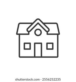 Family house, icon in line design. Family, house, home, shelter, living, residence, cozy on white background vector. Family house editable stroke icon