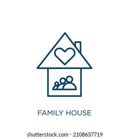 family house icon. Thin linear family house outline icon isolated on white background. Line vector family house sign, symbol for web and mobile