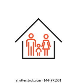 Family at house icon. Vector isolated illustration. Vector illustration of family icon inside the house