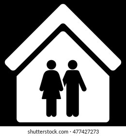Family House icon. Vector style is flat iconic symbol, white color, black background.