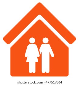 Family House icon. Vector style is flat iconic symbol, orange color, white background.