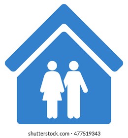 Family House icon. Vector style is flat iconic symbol, cobalt color, white background.